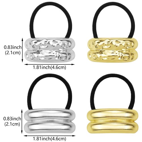 8Pcs Metal Hair Ties Ponytail Holder Hair Cuff Double Arch Elastic Hair Ties Gothic Punk Hair Bands Ellipse Wrap Decorative Accessories for Women