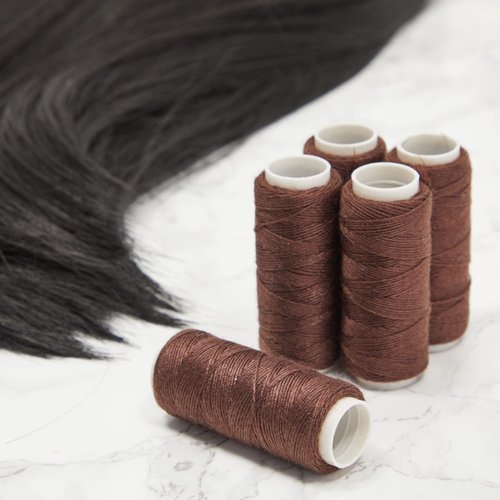 Okuna Outpost 24-Pack 5.5-Gram Rolls of Soft Dark Brown Nylon Thread for Hair Weaving, Securing and Repairing Sew-In Extensions, Wigs, Wefts, Hairpieces, and Toupees, Sewing and Embroidery