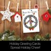 Tree-Free Greetings Christmas Cards and Envelopes, Holiday Card Set, 5 x 7 Inch Cards, Holiday Box Set of 10, Peace Wreath, (HB93537)