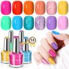 SAVILAND Finger Nail Polish Set for Beginner: 12 Neon Colors Air Quick Dry Nail Polish Summer Glitter Nail Polish Kit Regular Fingernail Polish Non Gel with Base-Top Polish for Toe Manicure Nail Art
