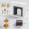 SAMCAMI Wooden Dollhouse Furniture Fireplace Set - Doll House Furniture Toys 1 12 Scale - Miniature Furniture Incl Fireplace, Candles, firewood Rack and Other Dollhouse Accessories