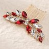Foyte Rhinestone Wedding Hair Comb Red Bridal Hair Pieces Leaf Crystal Side Hair Comb for Women