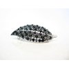 Blue and silver flower and leaf crystal hair clip barrette bridal hair clip