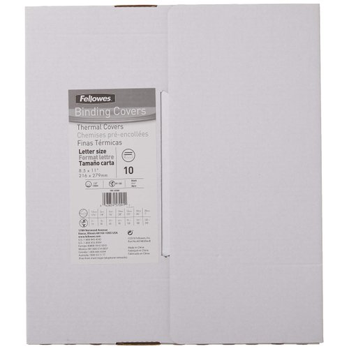 Fellowes 5256601 Binding Thermal Presentation Covers, 1/2 Inch, Black, 10 Folders up to 120 sheets (52566)
