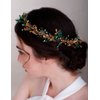 Chargances Crystal Beaded Bridal Pearl Leaf Hair Comb Rhinestone Handmade Headpiece for Wedding Prom Flower Girl (Orange)