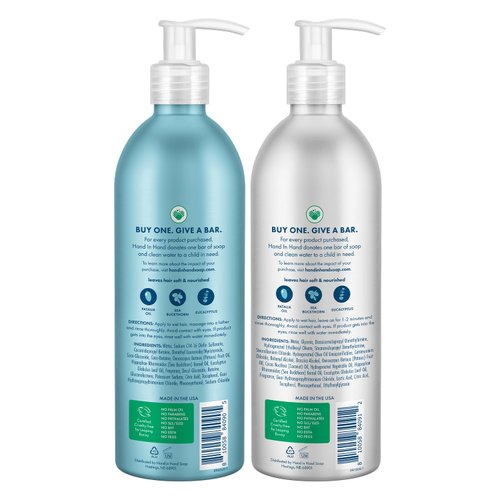 Hand in Hand Sea Salt Shampoo & Conditioner Bundle For All Hair Types, Sweet Mint & Eucalyptus, Sulfate and Paraben Free, 12 Fl. Oz