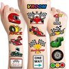 110 PCS Race Car Temporary Tattoos Sticker Racing Pit Crew Checkered Flag Race Car Birthday Party Decorations Favors Supplies Gifts Boys Girls Cute Fake Tattoo School Prizes Carnival Theme