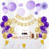 BAUANOOY Purple and Gold balloons, 60pcs 12 Inch Purple Metallic Chrome Gold and Confetti Balloon for Wedding Graduation Birthday Party Decorations