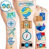 8 Sheets (96PCS) Travel Tattoo Stickers Theme Map Adventure Birthday Party Decorations Favors Supplies for Kids Boys Girls Gifts Classroom School Prizes Rewards