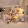 TuKIIE DIY Miniature Dollhouse Kit with Furniture, 1:24 Scale Creative Room Mini Wooden Christmas Doll House Accessories Plus Dust Proof for Kids Teens Adults(Kitten Diary)