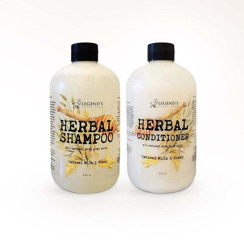 Legend's Creek Farm, Herbal Goat Milk Shampoo Bundle with Conditioner, Gently Cleansing, Soothing, Nourishing, and Deeply hydrating, 16 fl. Oz (Oatmeal, Milk & Honey)