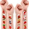 114 PCS Christmas Stocking Temporary Tattoos Themed Birthday Party Decorations Favors Supplies Decor Red Xmas Tree Sock Tattoo Stickers Gifts For Game Boys Girls Classroom School Prizes Reward
