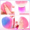 ANGNYA Nail Dust Brush for Acrylic Nails, Soft Kabuki Nail Art Dust Powder Remover Brush Pink White Hair with Gradient Handle Dust Cleaner Brush for Makeup Manicure Tool