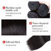 Beauhair Straight Hair Bundles with Closure(12 14 16+12 Closure)100% Brazilian Straight Virgin Hair 3 Bundles with Lace Closure Free Part Human Hair Extensions Natural Black Color