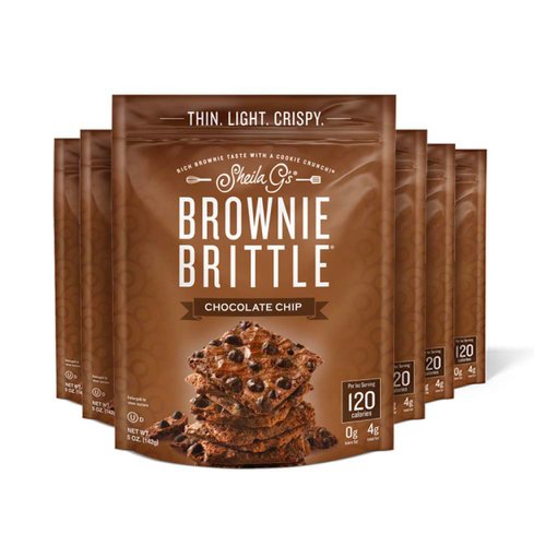 Sheila G's Brownie Brittle – Original Chocolate Chip Thin and Crispy Sweet Snacks (Pack of 6, 5 oz), Rich Gourmet Brownie Bites Dessert