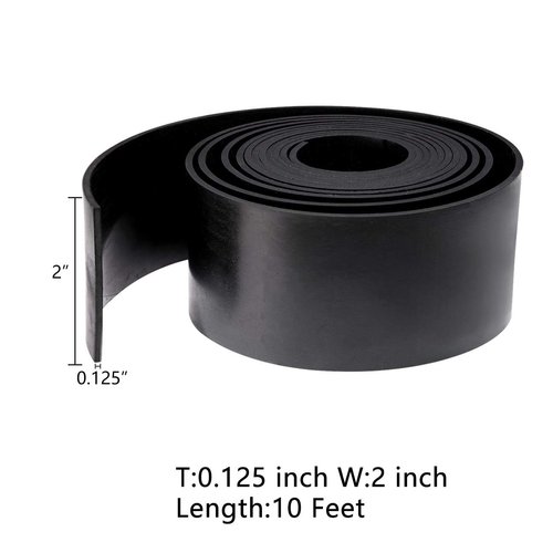 TORRAMI Solid Neoprene Rubber Strips Roll 1/8 (.125) inch Thick X 2 inch Wide X 10 Feet, for DIY Weather Stripping, Gasket, Seal