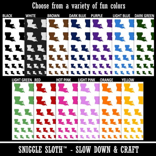 Louisiana State Silhouette Temporary Tattoo Water Resistant Fake Body Art Set Collection - Dark Green (One Sheet)