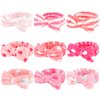 WHAVEL 9 Pack Pink Microfiber Hairband for Washing Face, Makeup Headband Skincare Headbands with Cute Bow, Fluffy Face Wash Headband for Women