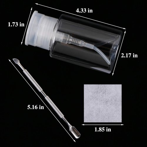 XOOBIU 2 Boxes Lint Free Nail Wipes for Gel Nails, Cotton Pad Nail Wipe With Pumb Bottle Dispenser, and 1Pcs Cuticle Pusher