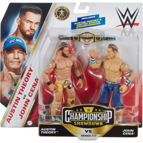 Mattel WWE Championship Showdown 2-Pack Action Figures & Accessory, Series #17 John Cena vs Austin Theory Collectible Set, 6-inch