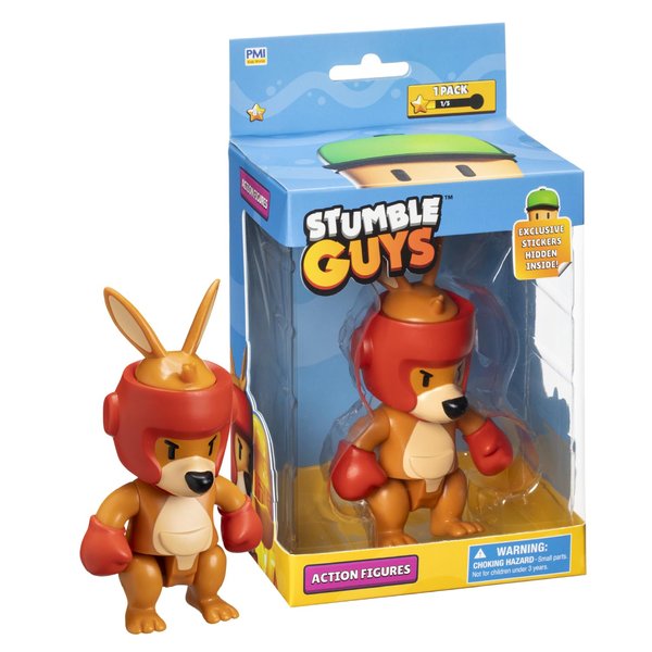 Stumble Guys Series 2 | Articulated Action Figure - 4.5" Collectible Toy | 1-Pack Window Display Box with Hidden Stickers | 4 Unique Characters to Collect (Boxing Roo)