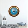 12" Port Scape Instant 3D Window Wall Sticker Great White Shark Attack BRASSWOOD Porthole Wall Decal Ocean Under Water Sea Life Fish Kids Bedroom Playroom Wall Art Room Decor Removable Fabric Vinyl