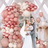 147pcs Boho Dusty Pink Balloon Garland Arch Kit, Dusty Rose Blush Pink Sand White Balloons for Wedding Bridal Birthday Girl Boho Baby Shower Party Decorations