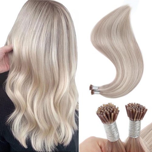 Sixstarhair I Tip Hair Extensions Human Hair Highlight Color Blonde 20/60 Gold Blonde With Ash Blonde I Tip Human Hair Soft Cold Fusion Itip Hair Extensions Remy Human Hair 24 Inch 50g/Pack