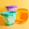 Shindel 3PCS Foldable Buckets, Colorful Foldable Beach Bucket Collapsible Sand Bucket Water Bucket for Beach Fun Summer Vacation, Sand Toys for Toddlers, Travel Beach Toys