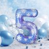 Lunmon 40 Inch Blue Snowflake Balloon Number 3 Snowflake Balloon Snowflake Birthday Balloons Decorations for Girls Birthday Snowflake Themed Party Supplies Winter Party Decorations(Number 5)