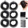 KESAPLAN 6PCS Bun Hair Nets Set Reusable Elastic Mesh Bun Cover for Ballerina Dancer Bank Clerk Nurse Hair Fixing Black Stretch Lace Hair Accessories Headwear for Women Girls Mixed Style (Medium)