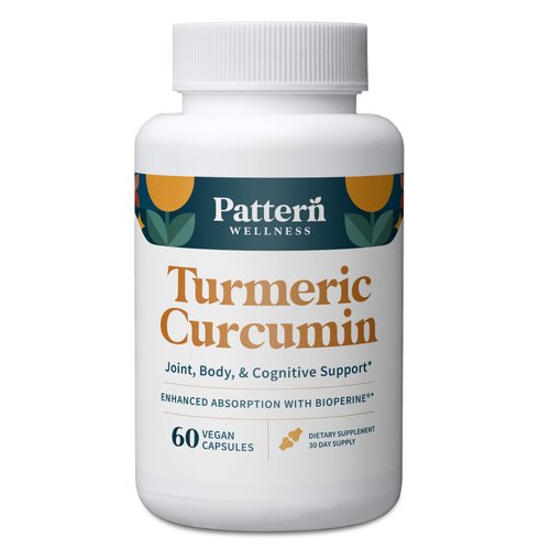 Pattern Wellness Turmeric Curcumin - 1300mg - 95% Curcuminoids with Bioperine Black Pepper Extract - Natural Joint, Health & Cognitive Support - Non-GMO, Gluten Free - 60 Capsules