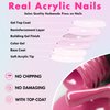 Orange Red Press on Nails Medium Length,KXAMELIE Gel Glue on Nails Almond Nails Press on,Natural Stick on Nails for Women,Reusable Stiletto Nails Acrylic,Short Almond Nails Set in 12 Sizes