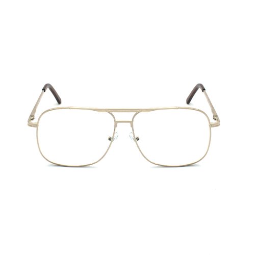 EYE ZOOM Readers Metal Frame Square Aviator Style Geek Reading Glasses for Men (Gold, Strength: +1.50)