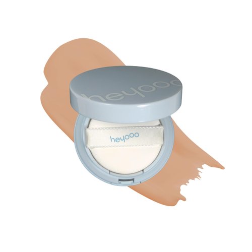Heyooo Natural Glow Foundation - Light to Medium Coverage Cushion Foundation Makeup with Hyaluronic Acid & Tea Tree Extract - Vegan, Cruelty-Free Cream Foundation - K Beauty - 15g/0.52oz - Desert Sand