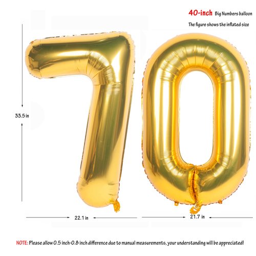 40 Inch gold Number Balloons Helium Foil Mylar Balloon Birthday Party banquet Decoration 70