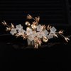 Teyglen Gold Flower Crystal Wedding Hair Comb Hair Accessories With Rhinestone Floral Hair Piece Bridal Side Hair Comb for Women Bride Girl