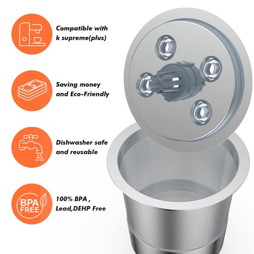 Update Reusable K Cups for Keurig K Supreme | Refillable K cups with Adapter for Keurig K Supreme (Plus) Coffee Maker (2 pack Reusable Coffee Pods)