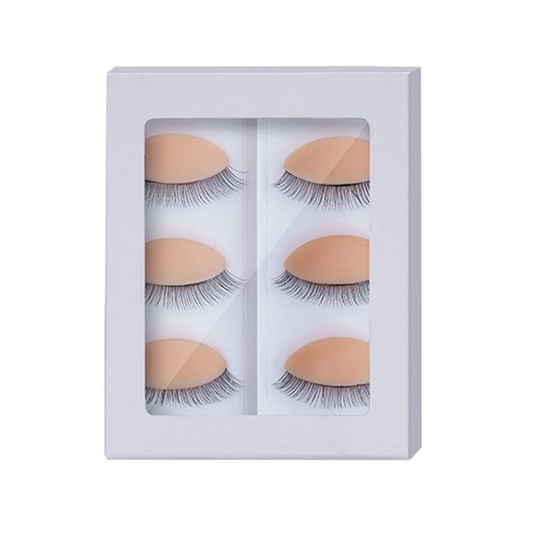 Replacement Eyelids, 3 Pairs Double Layers Eyelashes Eyelids, Realistic Eyelids for Eyelash Training and Practice, Silicone Practice Eyelash Eyelids, Mannequin Head Removable Parts (Skin Color)