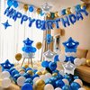 CANREVEL Happy Birthday Banner 13pcs 16 Inch Mylar Foil Letters with 12pcs Star Balloons Birthday Party Decorations for Kids and Adults - 3D Blue