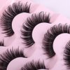 D Curl Russian Strip Lashes, Natural Look Wispy Faux Mink Lashes Reusable Fluffy Natural False Eyelashes Extensions, 5 Pairs