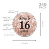Andaz Press Glitzy Faux Rose Gold Glitter Milestone Chocolate Drop Labels, Cheers to 16 Years, Sweet 16 16th Birthday or Anniversary, 240-Pack, Not Real Glitter, Kisses Party Favors