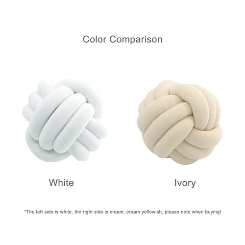 Knot Pillow Ball-Shaped Decorative Throw Pillows,Ivory 20cm Cute Couch Cushion Knotted Plush Pillow Suitable for Living Room Bed Decoration Handmade Braided Throw Pillows