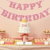 Rose Gold Happy Birthday Banner Glitter Birthday Banner Happy Birthday Sign for Backdrop Rose Gold Birthday Party Decorations Elegant Bunting Banner Garland for Women Girls Party Supplies