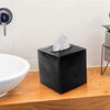 Monarch Abode 19127 Hand Hammered Tissue Box Square Cover Holder and Dispenser, Metal Dresser Accessories for Home and Office Bathroom Decor Vanity, Decorative Tissue Box Holder, Black