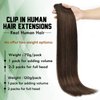 Clip in Hair Extensions Human Hair Jet Black Remy Hair Extensions Clips Silky Straight Real Hair Extensions For Women 7pcs 16clips 120g (20 Inch, 2 Dark Brown)