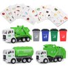 Y.L. DOYMX Garbage Truck Toy, 3 Pack Friction Powered Waste Management Garbage Truck Game with Front Load Dumpster, Back Dump Garbage,4 Trash Bins with 108 pcs Trash Cards, Gift for 3+ Years Old Kids