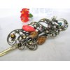 Retro boho alligator hair claw clip with crystals (Primary color: Pink)