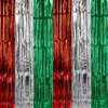 Lucleag 6Pcs Christmas Foil Fringe Curtains, 3.3X6.6Ft Christmas Fringe Curtain Backdrop, Red Green Silver Metallic Tinsel Foil Fringe Streamers Curtains Background for Christmas Party Supplies