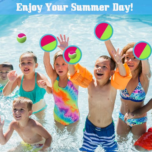 Outdoor Games for Kids - Outside Toys for Kids Ages 4-8, Toss and Catch Ball Set, with 4 Paddles 4 Balls, and 1 Storage Bag, Yard Games for Kids Boys Girls Birthday Gifts New Year Gifts- 4 Blue